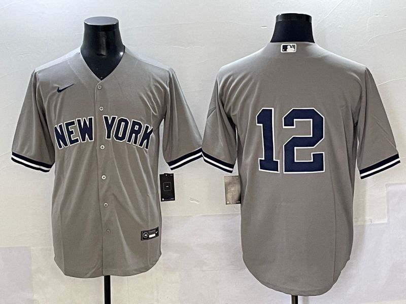 Men 2025 New York Yankees #12 No Name Grey Game Nike MLB Jersey style 1->new york yankees->MLB Jersey